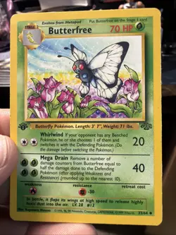 💥 Butterfree Jungle 1st Edition Pokemon 1999 Vintage Card # 33/64 - Image 1