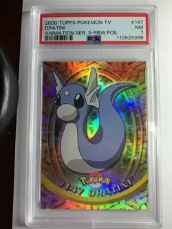 2000 Topps Pokemon TV #147 Dratini RAINBOW FOIL Series 3 PSA 7 Near Mint - Image 1