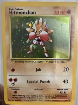 Pokemon TCG Hitmonchan Base Set Holo Unlimited Rare 7/102 - Image 1