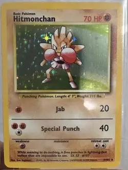 Pokemon TCG Hitmonchan Base Set Holo Unlimited Rare 7/102 - Image 2