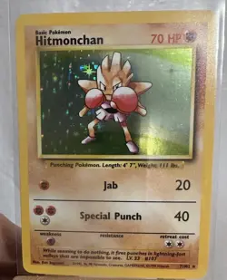 Pokemon TCG Hitmonchan Base Set Holo Unlimited Rare 7/102 - Image 4