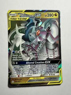 Pokemon TCG Arceus & Dialga & Palkia Tag Team GX Cosmic Eclipse 156/236 Holo NM - Image 1