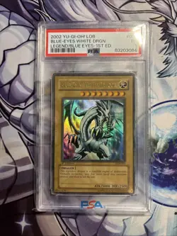 Yu-Gi-Oh Blue Eyes White Dragon LOB-001 1st Edition PSA 1 Trading Card - Image 1