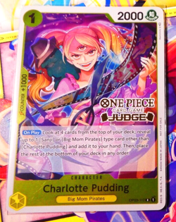 One Piece English Card Game Holo Carte Judge Charlotte Pudding OP03-112 Fr Mint - Image 1