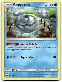2017 Sun & Moon Pokemon Trading Card #46 Araquanid - Image 1