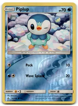 2018 Sun & Moon - Ultra Prism Pokemon Trading Card #32 Piplup Reverse Holo TCG - Image 1