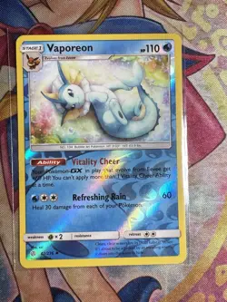 POKEMON VAPOREON #42/236 UNCOMMON REVERSE HOLOFOIL COSMIC ECLIPSE NM CARD - Image 1