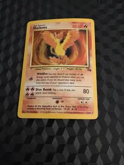 Moltres Holo Unlimited Rare Fossil 12/62 Vintage 1999 Pokemon TCG Card NM-LP - Image 1
