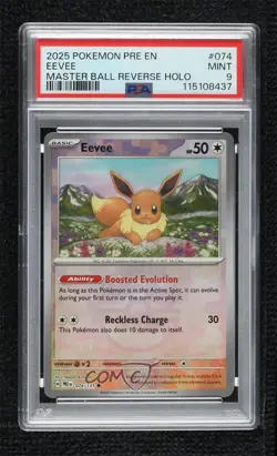Eevee Master Ball Foil Pokemon Prismatic Evolutions PRE PSA 9 MINT - Image 1
