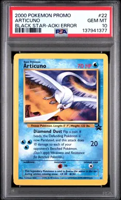 Pokemon Articuno 22 Black Star Promo - Aoki Error - WOTC PSA 10 - Image 1