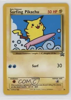 Surfing Pikachu Pokemon WOTC Black Star #28 1999 - Image 1