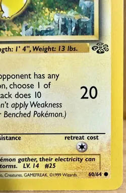 Pikachu 60/64 Jungle Set 1st Edition 1999 Vintage Pokemon TCG - Image 4