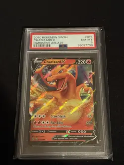 Pokemon 2020 TCG Charizard v SWSH Darkness Ablaze Card 019/189 PSA 8 - Image 1