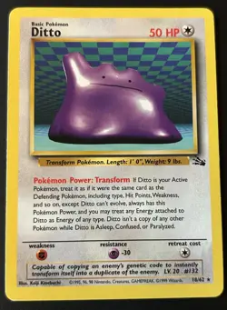 Pokemon TCG Ditto 18/62 Fossil 50 HP Rare LP - Image 1