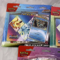 Pokemon TCG Prismatic Evolutions Tech Sticker Collection Set Lot Of 3 Sealed New - Image 2