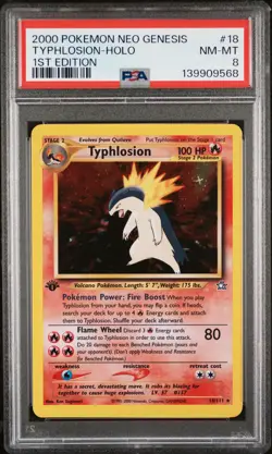 2000 POKEMON NEO GENESIS 1ST ED #18 TYPHLOSION-HOLO PSA 8 - Image 1