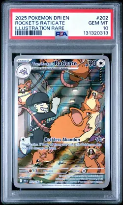 2025 POKEMON DRI EN-DESTINED RIVALS #202 TEAM ROCKET'S RATICATE PSA 10 - Image 1
