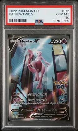 2022 POKEMON GO #072 FULL ART/MEWTWO V PSA 10 - Image 1