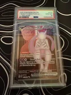2025 Pokemon Destined Rivals Team Rocket's Mewtwo ex #213/182 PSA 10 - Image 1