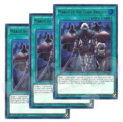 Yugioh - March of the Dark Brigade x 3 - 1st Edition Ultra Rare NM - Free Holo - Image 1