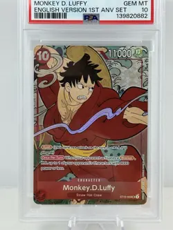 PSA 10 - Monkey D. Luffy ST10-006 1st Anniversary English Promo One Piece 2024 - Image 2