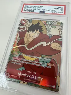 PSA 10 - Monkey D. Luffy ST10-006 1st Anniversary English Promo One Piece 2024 - Image 3