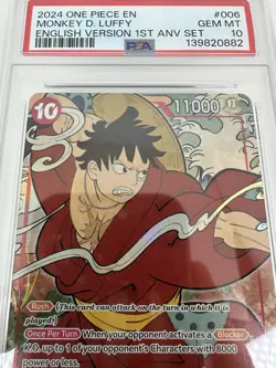 PSA 10 - Monkey D. Luffy ST10-006 1st Anniversary English Promo One Piece 2024 - Image 5
