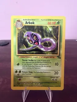 Pokemon TCG Arbok Fossil Base Set Unlimited Uncommon Card 31/62 LP 1999 Vintage - Image 1