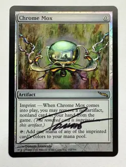 Chrome Mox Mirrodin Foil Rare Magic The Gathering signed by Donato Giancola - Image 1