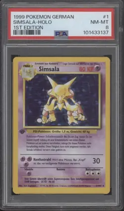 Alakazam Pokemon Base Set Holo 1st Edition German #1 PSA 8 - Image 1