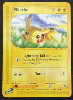 Pokemon TCG - Pikachu 124/165 Expedition Base Set Vintage E-Reader MP - Image 1