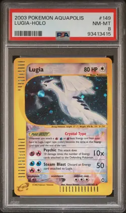 2003 POKEMON AQUAPOLIS #149 LUGIA-HOLO PSA 8 - Image 1