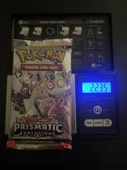 22.35g VERY HEAVY Prismatic Evolutions Pokemon Sealed Booster Pack New - Image 1