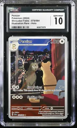 CGC 10 Persian 078/064 Illustration Rare - Shrouded Fable - Pokemon TCG - Image 1
