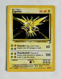 Zapdos 2000 Pokemon Game Base Set 2 Holo #20/130 * Damaged - Image 1