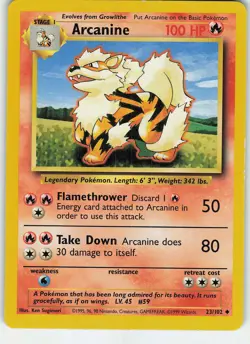 Arcanine 023/102 Base Set Uncommon Normal LP/MP Pokemon TCG - Image 1