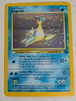 Pokemon TCG Lapras Fossil 10/62 Holo Unlimited MP - Image 1