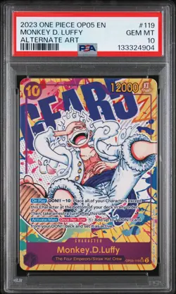 2023 ONE PIECE OP05 119 MONKEY D LUFFY GEAR 5 NIKA SEC ALT ART ENGLISH PSA 10 - Image 1