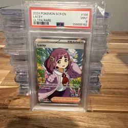 Pokemon TCG 2024 SCR EN Lacey Ultra Rare #166 English PSA 9 Mint Card Lot - Image 1