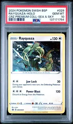 2024 POKEMON BLACK STAR PROMOS COSMOS HOLO SWSH029 RAYQUAZA - PSA 10 - Image 1