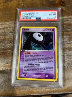 POKEMON 2005 EX Unseen Forces UNOWN Holo #R/28 PSA 8 RARE - Image 1