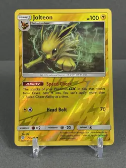 Pokemon TCG Jolteon SM 70/236 Cosmic Eclipse Reverse Holo NM Slight Holo Bleed - Image 1