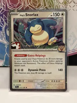 Hop's Snorlax 117/159 - Pokemon TCG - NM Cosmo Holo - Prize Pack Series - Promo - Image 1
