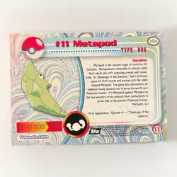[LP] Topps 1999 Metapod #11 Pokemon TV Animation Edition Series 1 Foil (Black) - Image 2