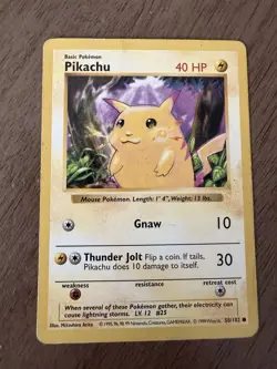 Pokemon Pikachu TCG Base Set Shadowless Common Yellow Cheeks Card 58/102 - Image 1