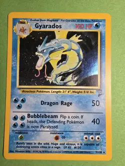 Pokemon Gyarados 7/130 Base Set 2 Holo NM Card - Image 1