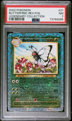 2002 POKEMON LEGENDARY COLLECTION #21 BUTTERFREE-REVERSE FOIL PSA 7 - Image 1