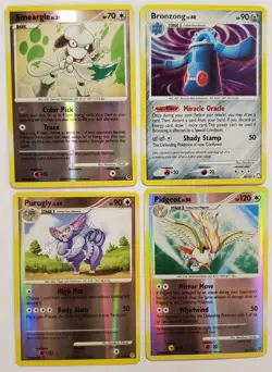 Lot Of 4 Holo Smeargle 66/132 Bronzong 6/123 Purugly 36/130 Pidgeot Pokemon Card - Image 1