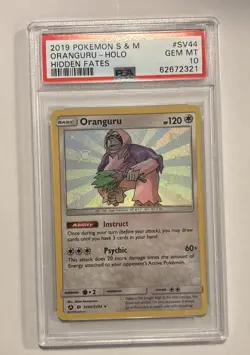 2019 POKEMON SUN & MOON HIDDEN FATES #SV44 ORANGURU-HOLO PSA 10 - Image 1