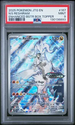 2025 POKEMON JTG EN-JOURNEY TOGETHER #167 N'S RESHIRAM PSA 9 - Image 1